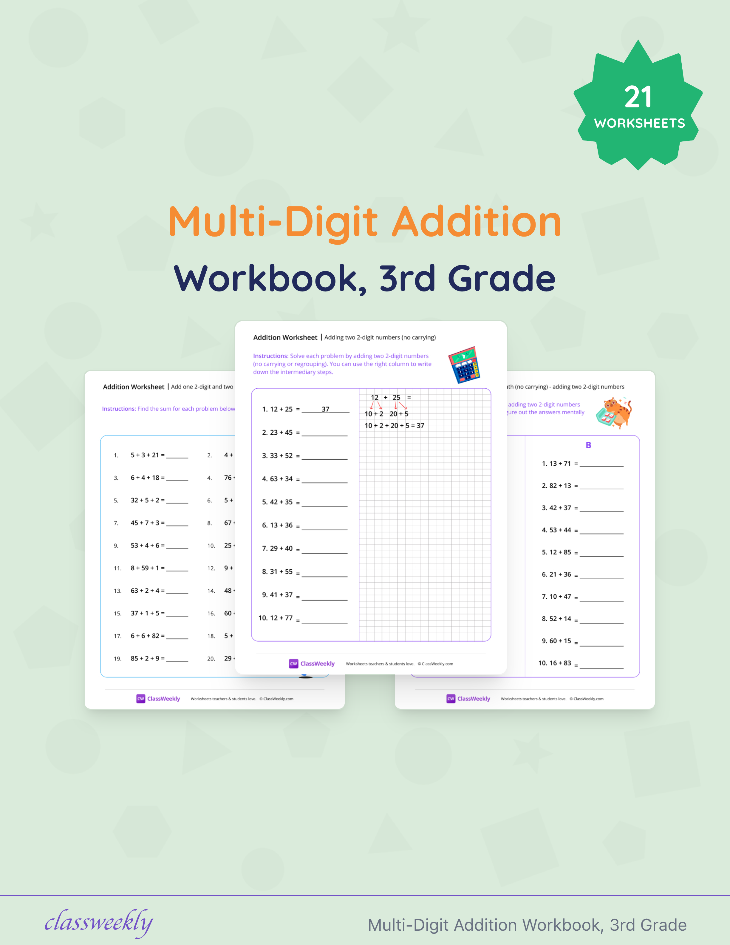 Multi-Digit Addition Workbook, 3rd Grade cover