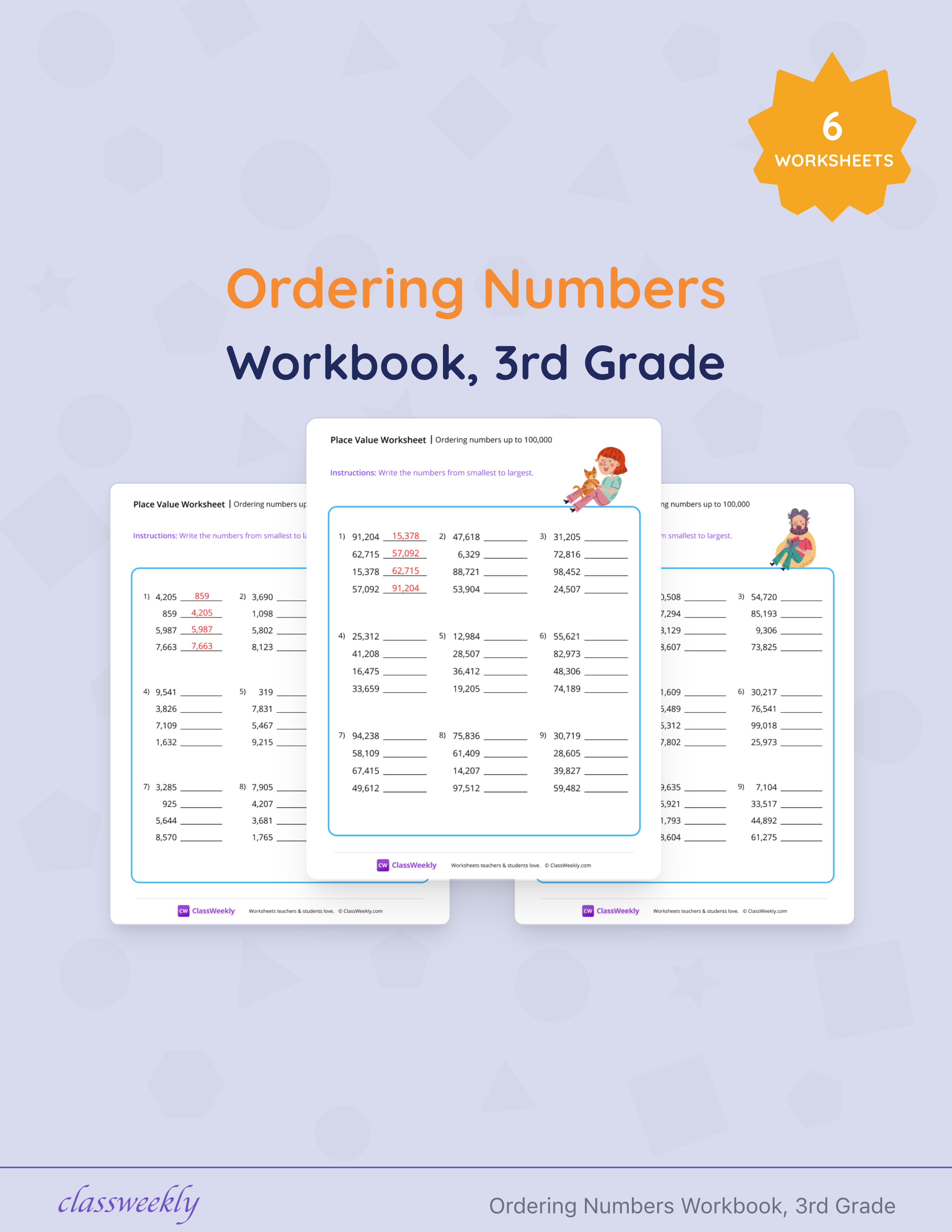 Ordering Numbers Workbook, 3rd Grade cover