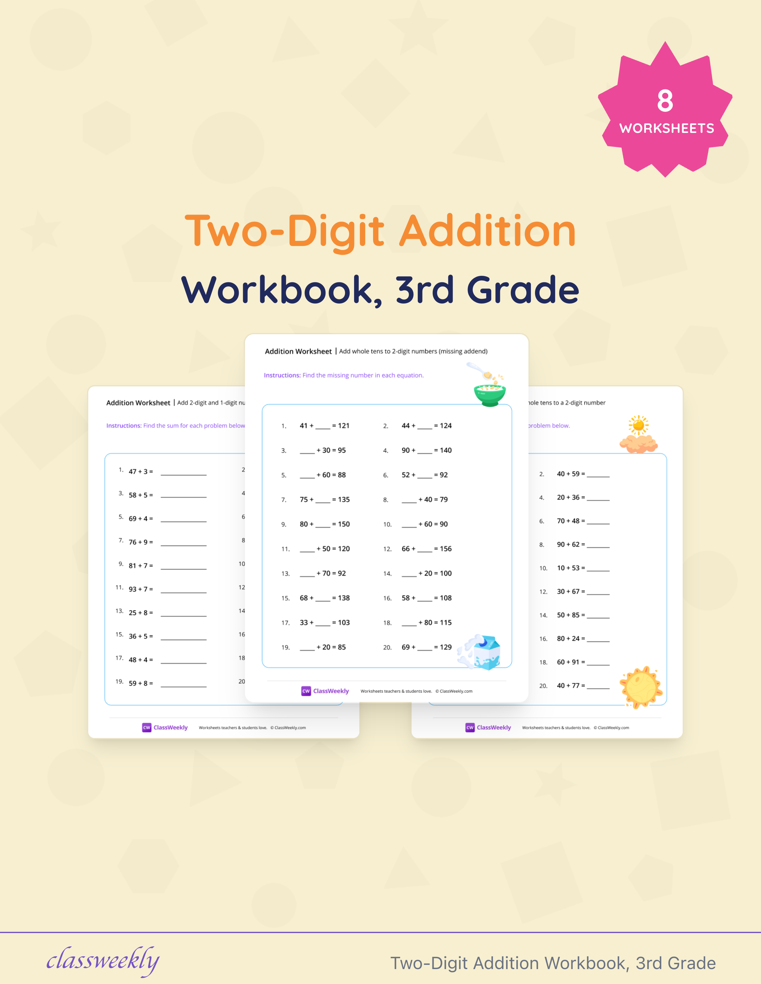 Two-Digit Addition Workbook, 3rd Grade cover