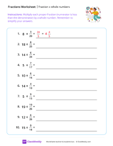Fraction x Whole Numbers Shop Worksheet ClassWeekly com