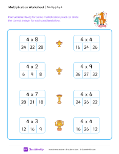 Multiplication Practice - Multiply by 4 | Worksheet | ClassWeekly.com