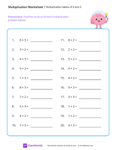 Multiplication tables (2 and 3) - Brain | Worksheet | ClassWeekly.com