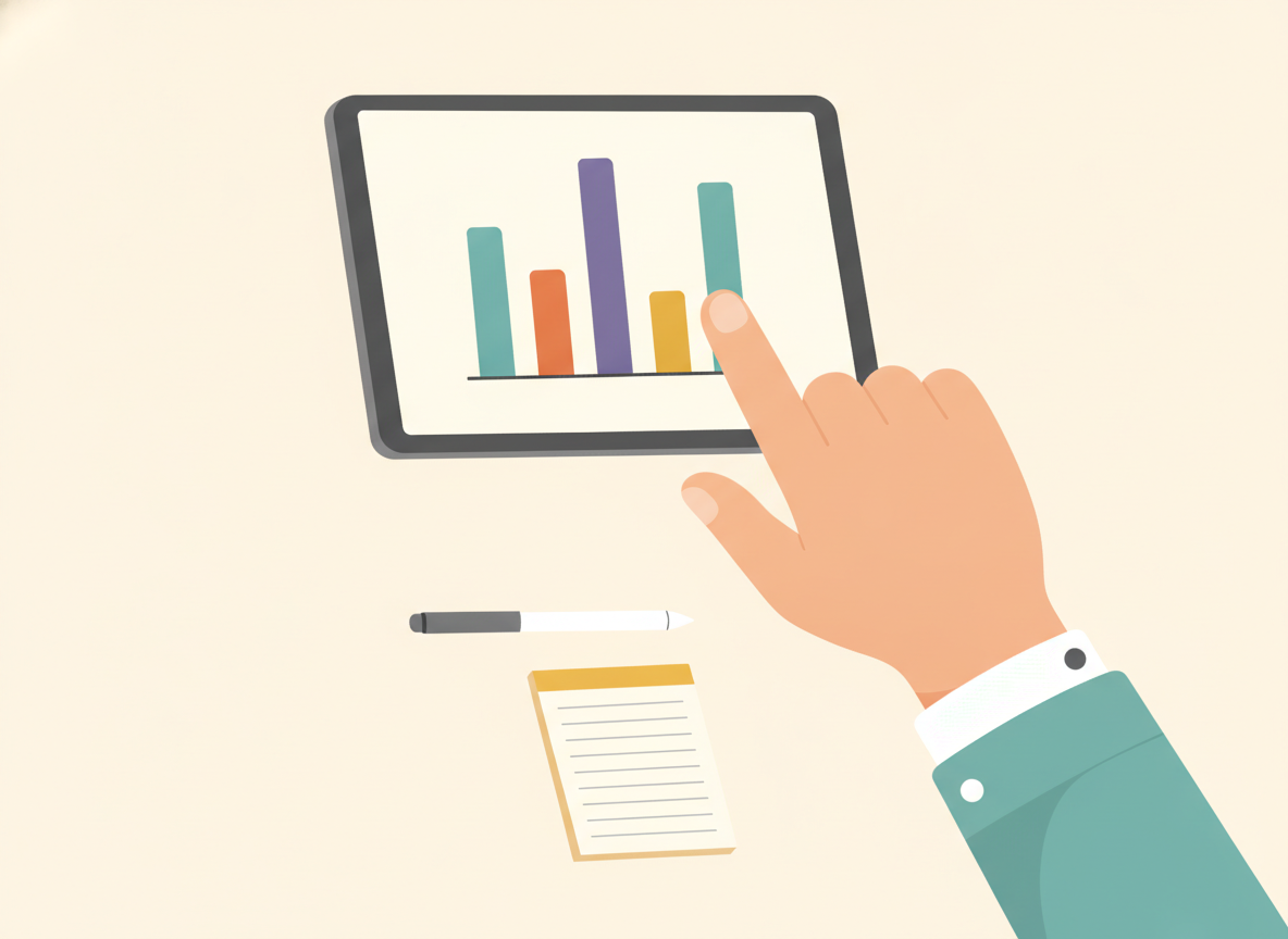 Business manager reviewing a chart comparing supplemental curriculum spending categories