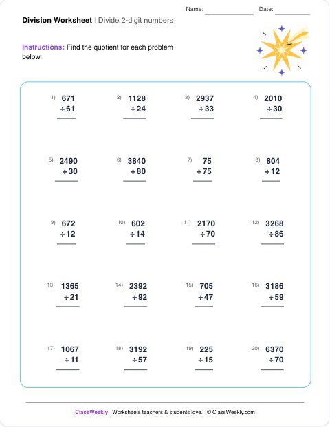 Division Worksheet Generator