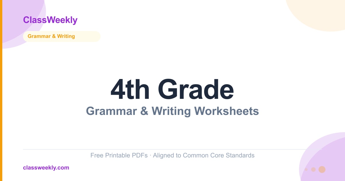 Free 4th Grade Action Verbs Worksheets | ClassWeekly